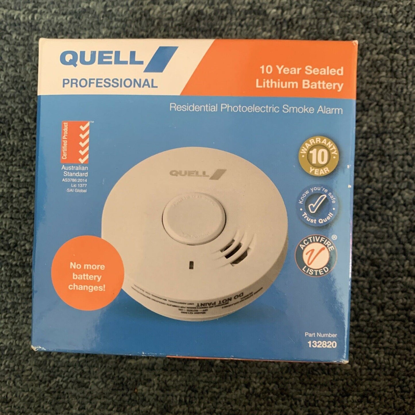 *New* Quell PHOTOELECTRIC SMOKE ALARM Sealed Lithium Battery, Test & Hush Button