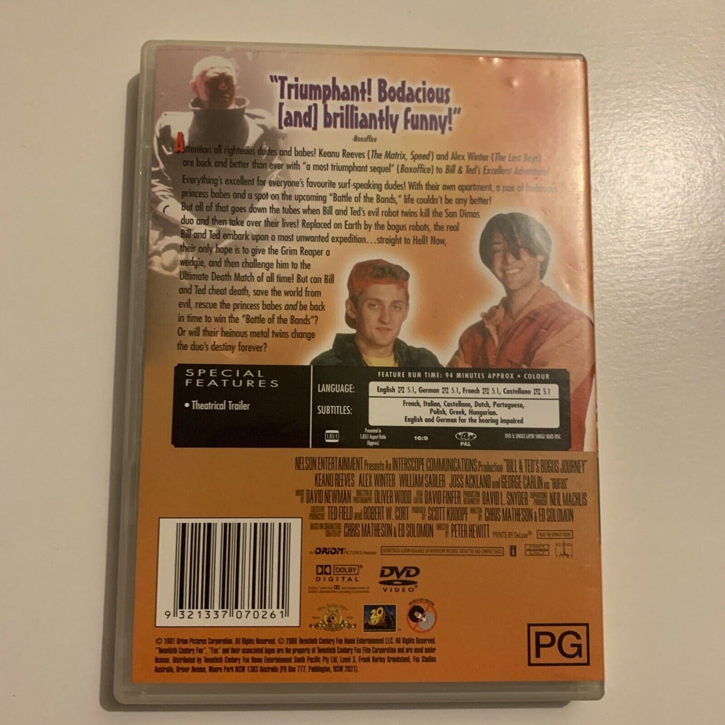 Bill & Ted's Bogus Journey (DVD, 1991) Keanu Reeves Region 4 Free Postage