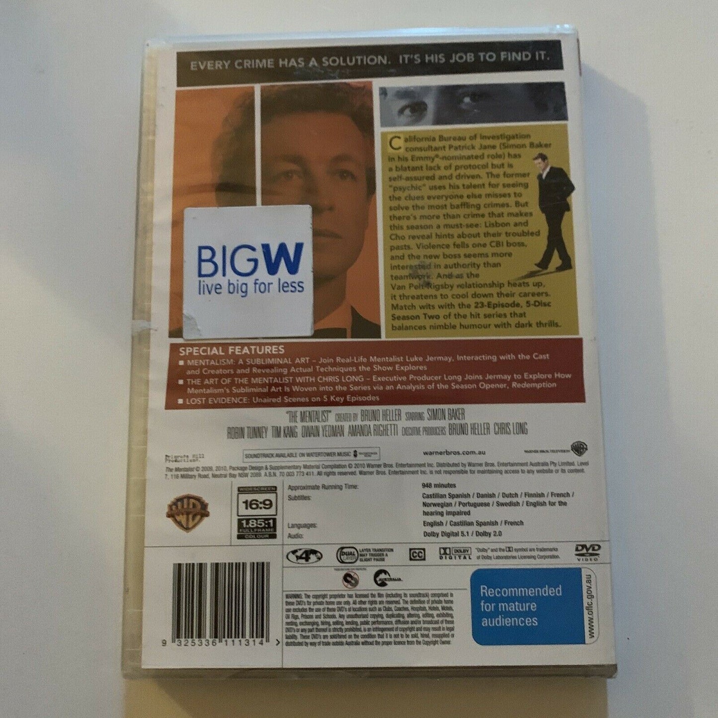 *New Sealed* The Mentalist : Season 2 (DVD, 2010, 5-Disc) Region 4