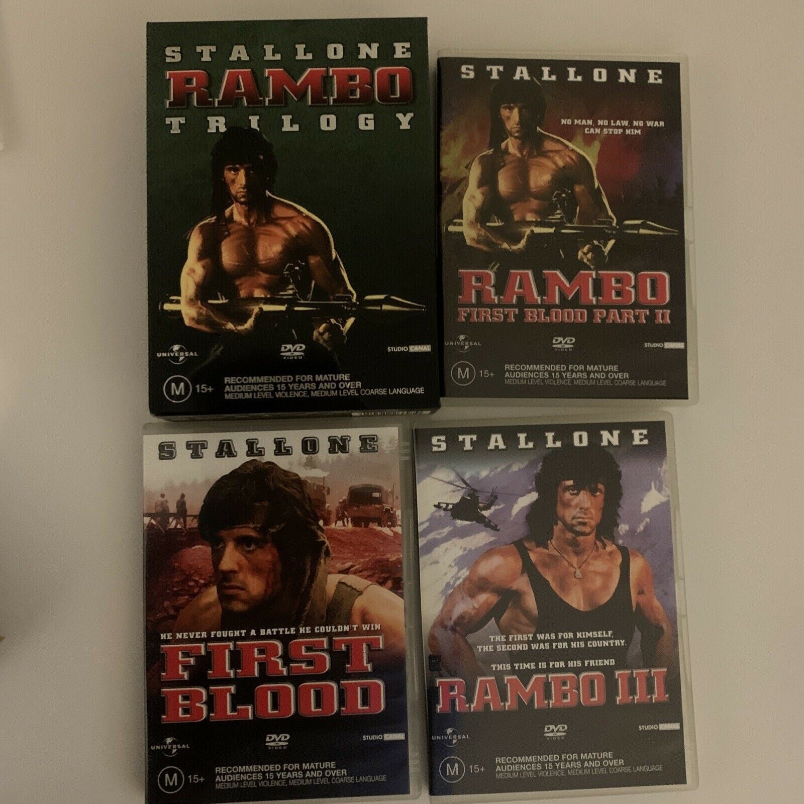 The Rambo Collection (DVD, 2004, 3-Disc) Sylvester Stallone Region 4&2 ...