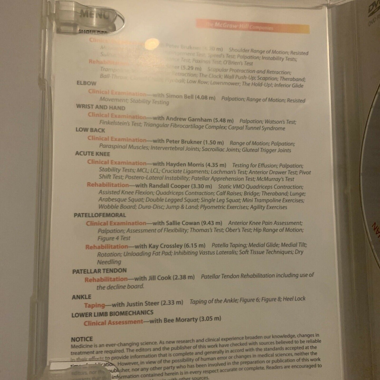 Clinical Sports Medicine - 3rd Edition (DVD, 2007) Peter Brukner, Karim Khan