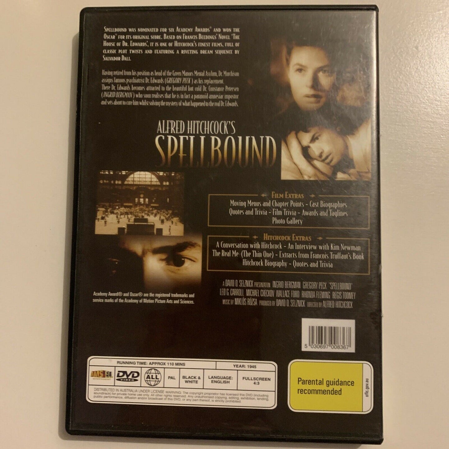 Alfred Hitchcock's: Spellbound (DVD, 1945) Ingrid Bergman, Gregory Peck