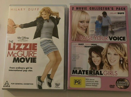 3x Hillary Duff DVDs: Raise Your Voice / Material Girls / The Lizzie McGuire
