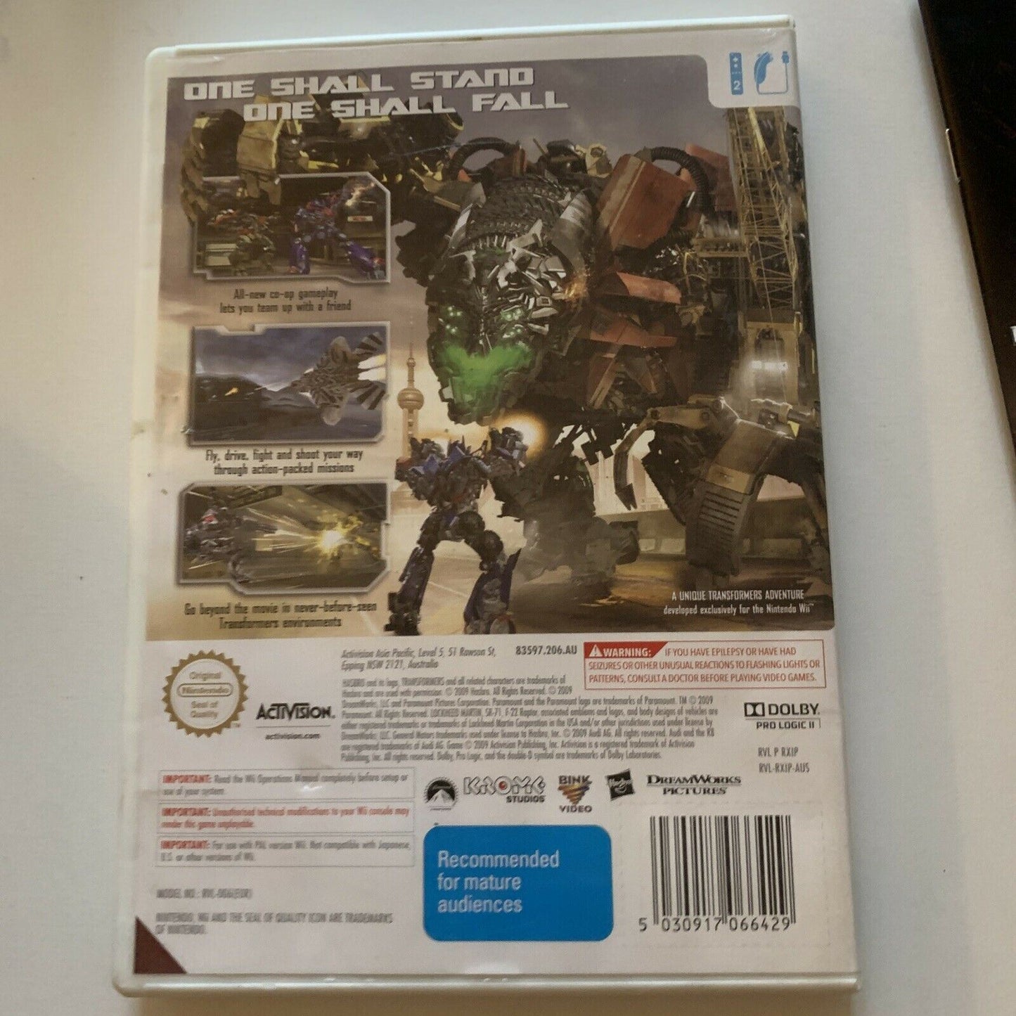 Transformers - Revenge Of The Fallen Nintendo Wii Complete With Manual PAL