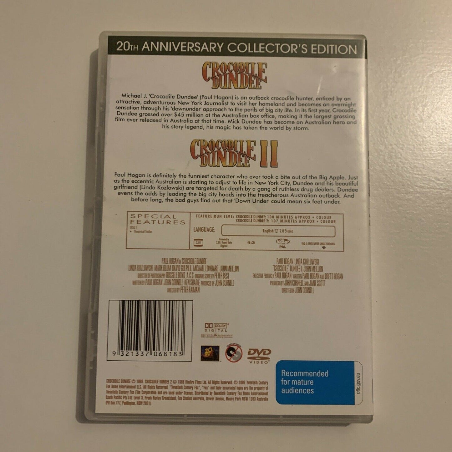 Crocodile Dundee I & II - Collector's Edition (DVD, 1988, 2-Disc Set) Region 4&2