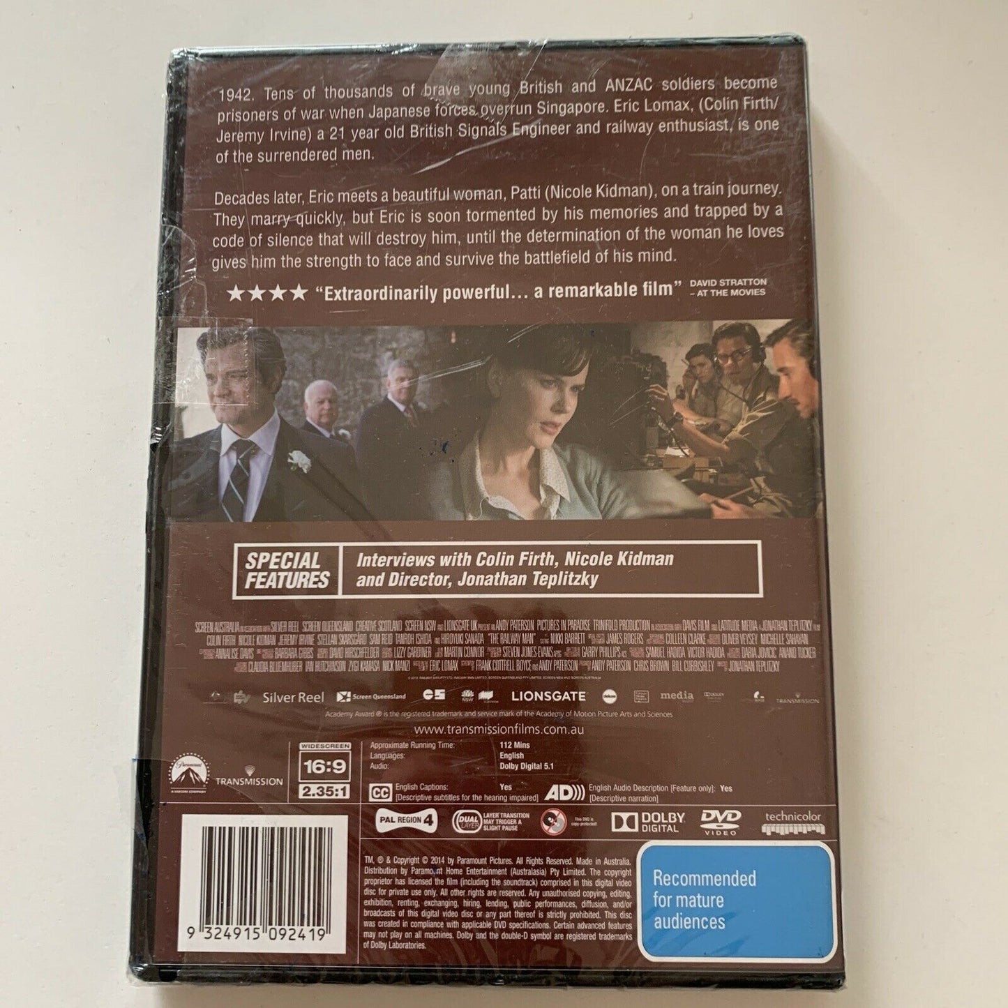 *New Sealed* The Railway Man (DVD, 2014) Colin Firth, Nicole Kidman. Region 4