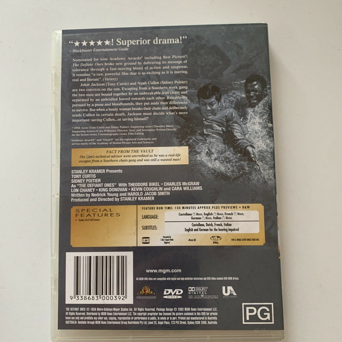 The Defiant Ones (DVD, 1958) Region 4&2
