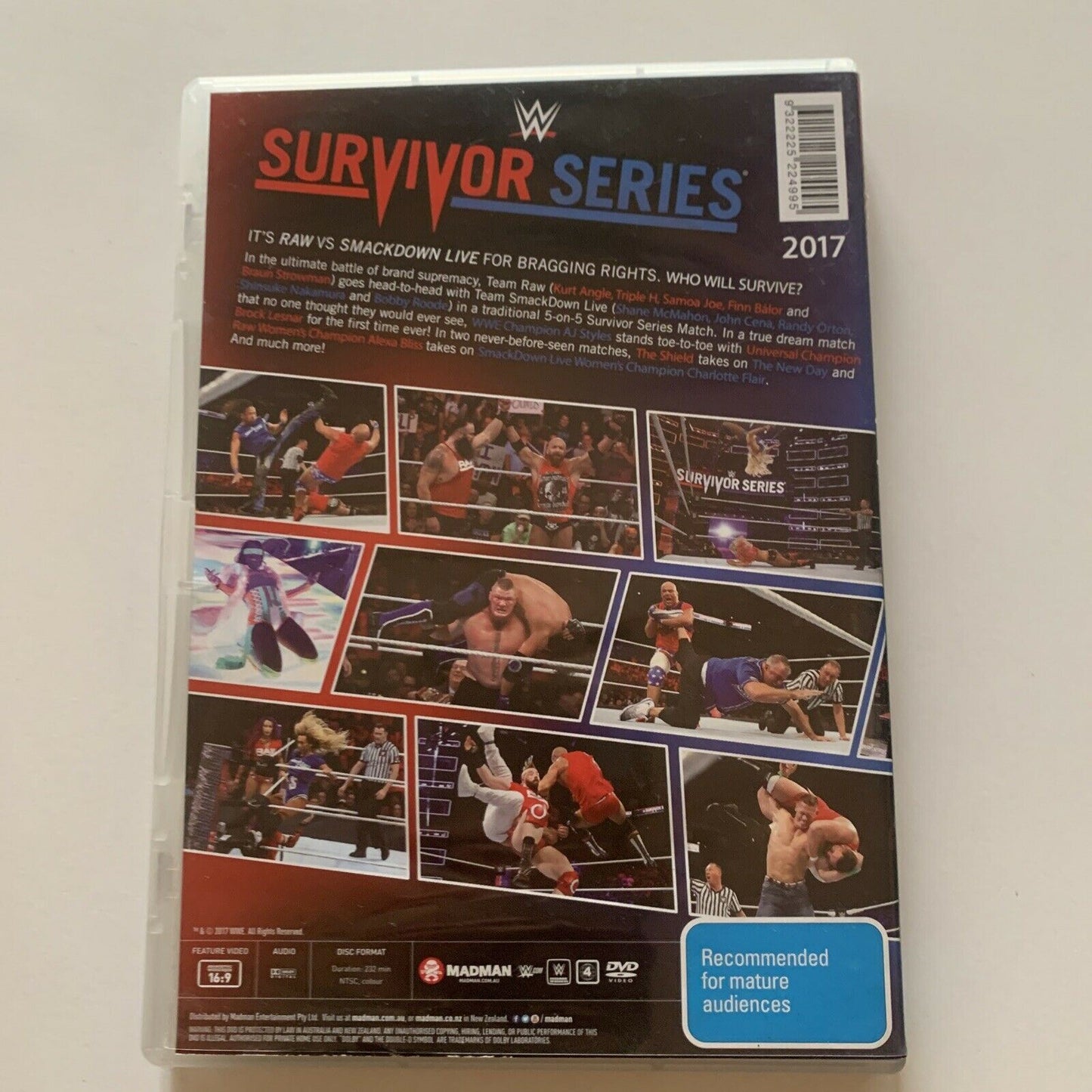 WWE - Survivor Series 2017 (DVD, 2018, 2-Disc) AJ Styles, Brock Lesnar Region 4