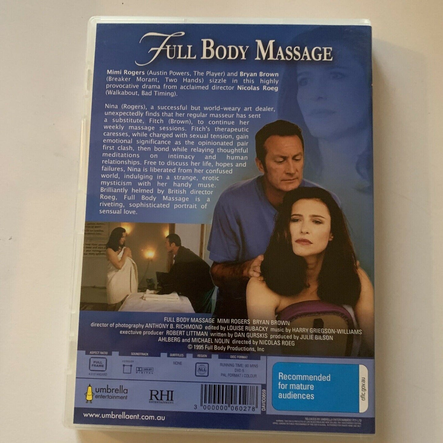 Full Body Massage (DVD, 1995) Mimi Rogers, Bryan Brown. All Regions