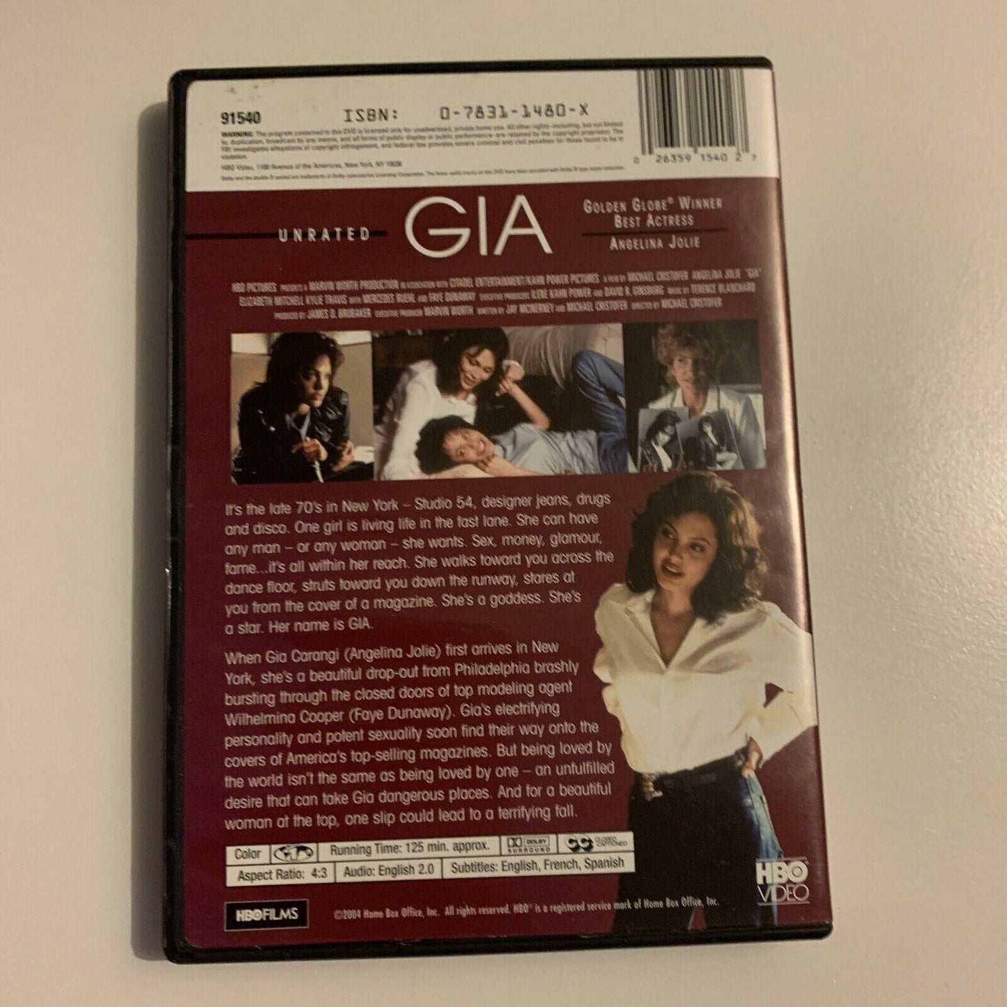 Gia Unrated (DVD, 1998) Angelina Jolie. Region 1 – Retro Unit