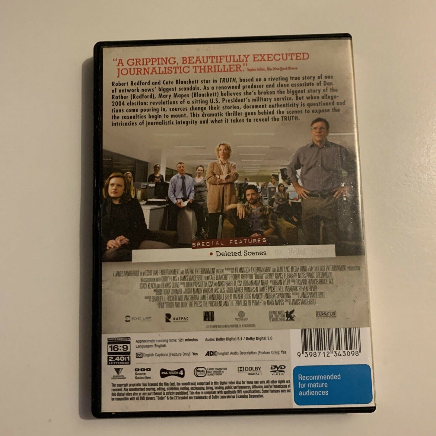 Truth (DVD, 2016) Cate Blanchett, Robert Redford, Dennis Quaid. Region 4
