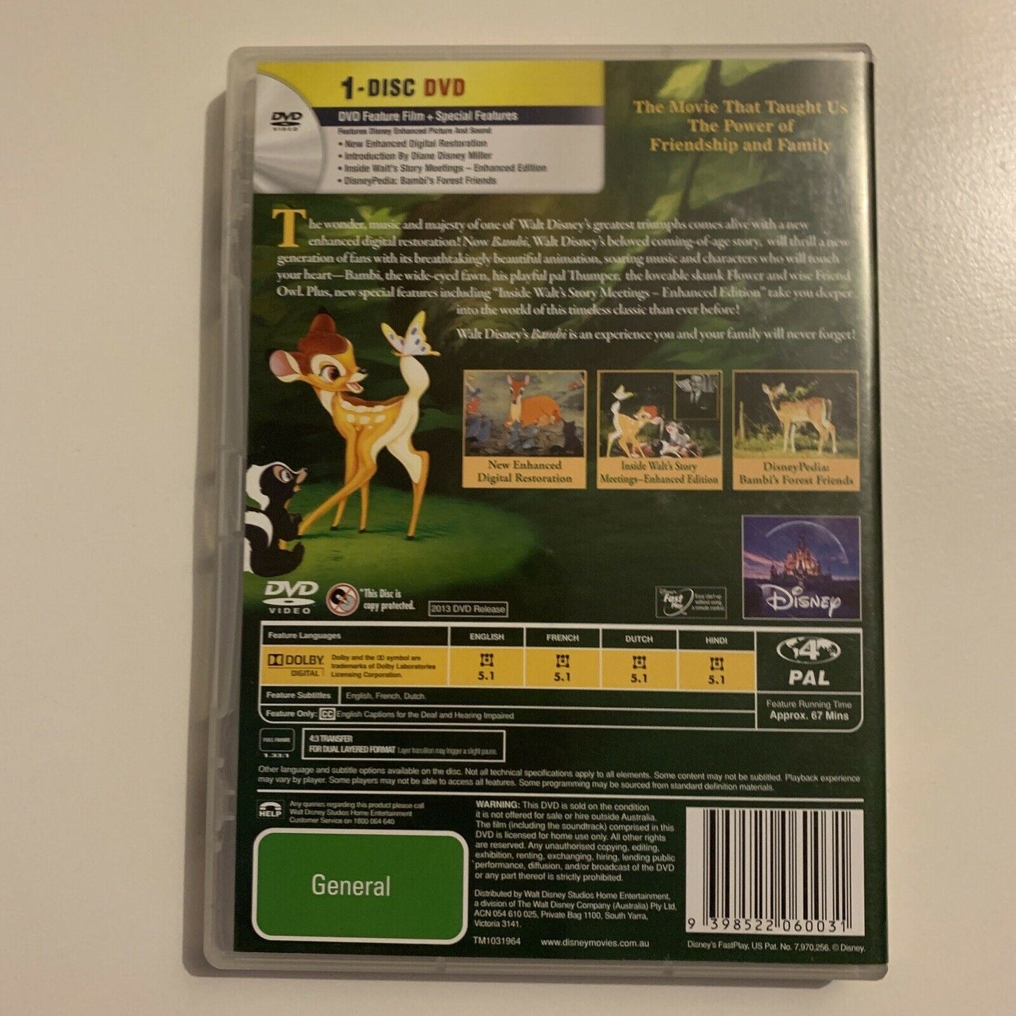 Bambi (DVD, 1942) Disney Region 4&2