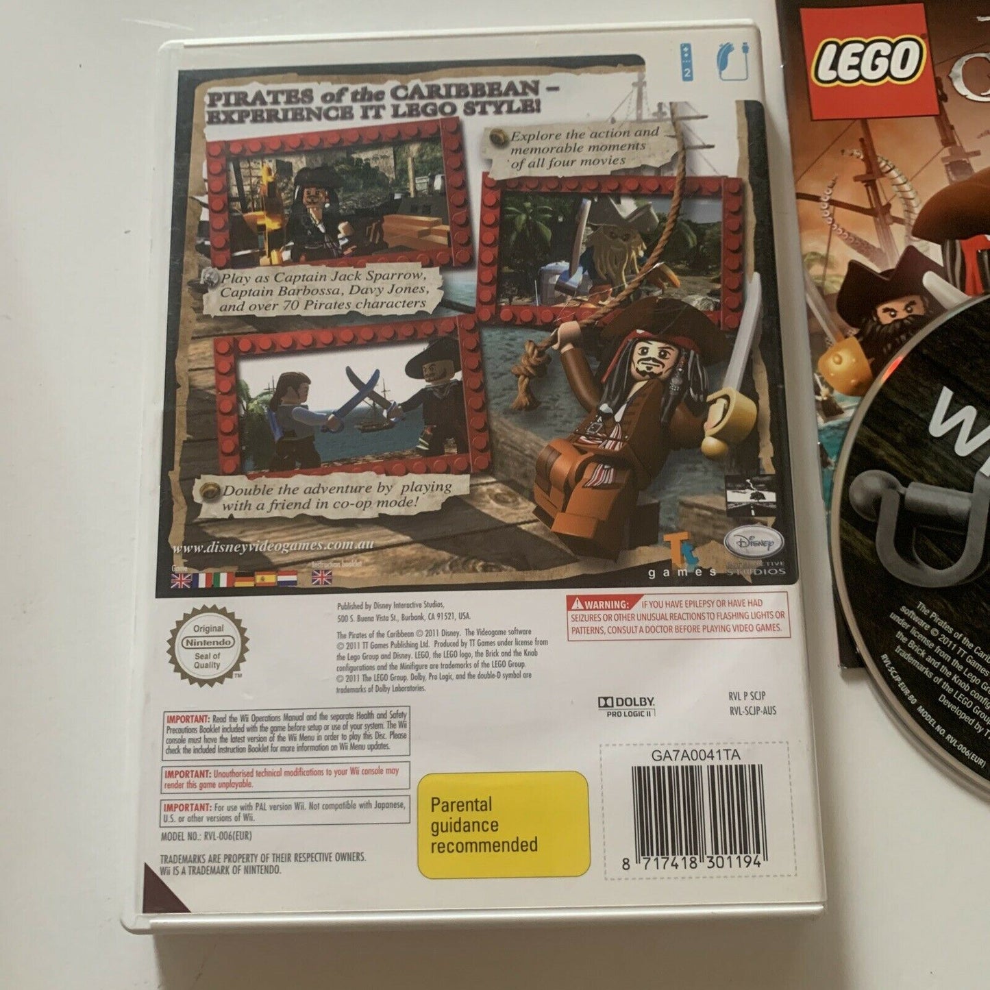 Lego Pirates Of The Caribbean Nintendo Wii Game Complete With Manual PAL