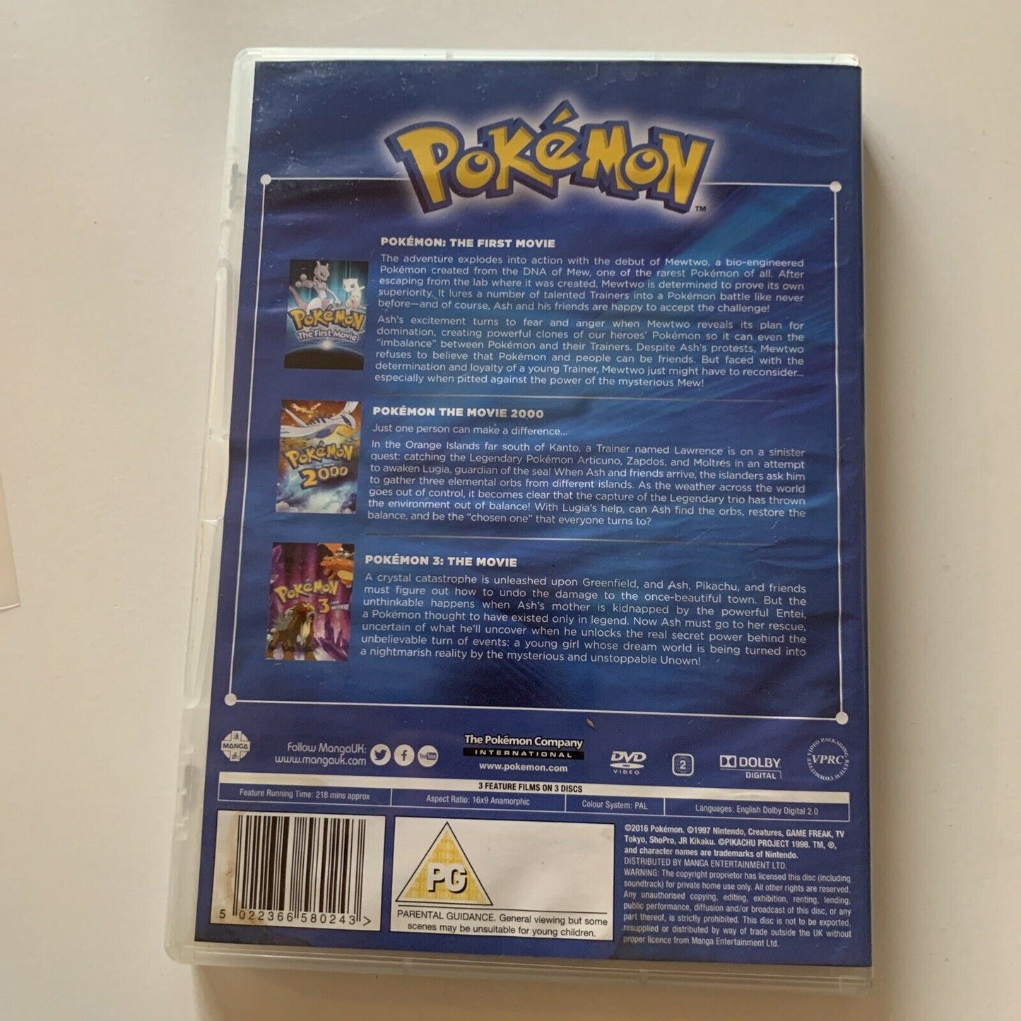 Pokemon Movie Collection The First Movie / Pokemon 2000 / Pokemon 3 DVD Region 2