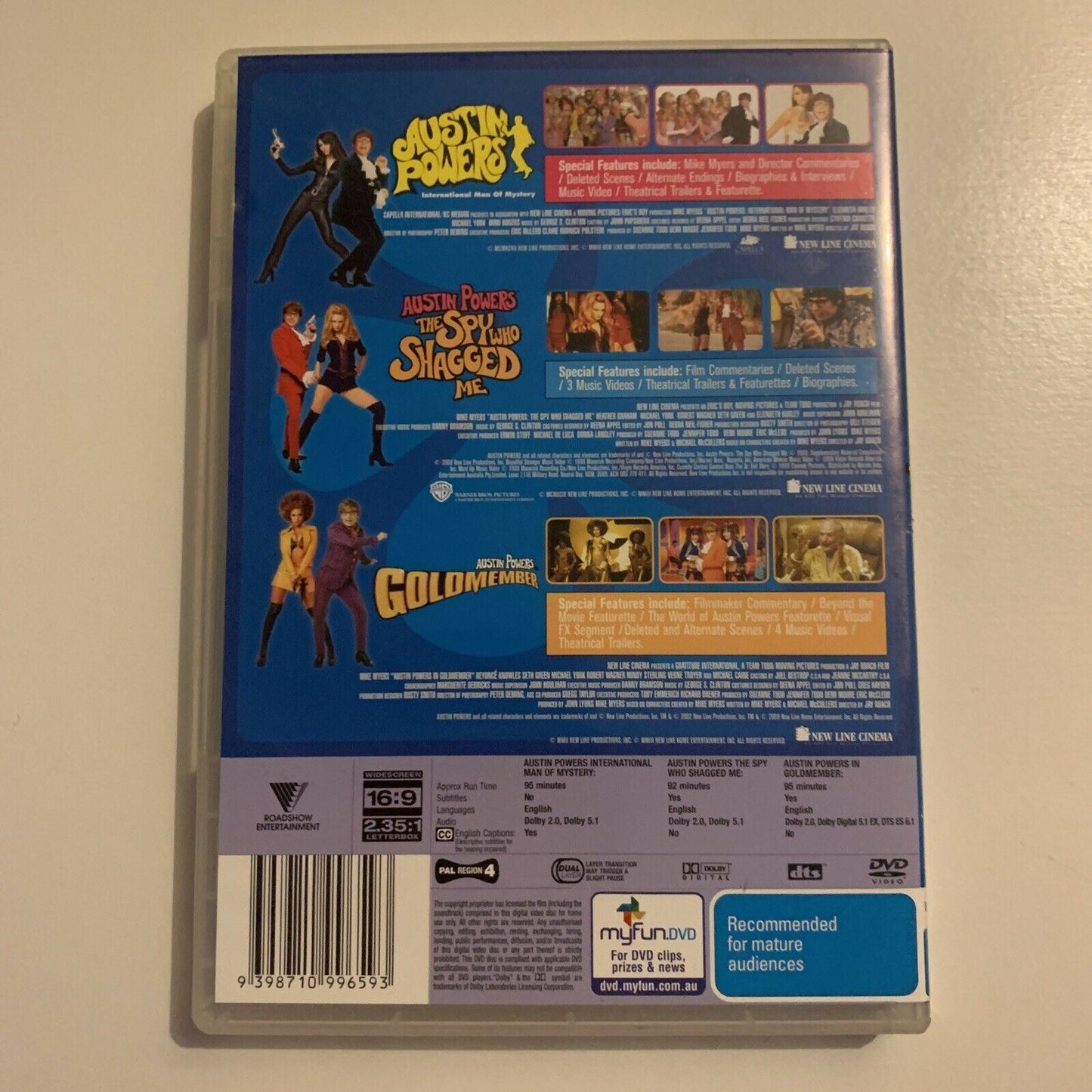 Austin Powers: Collection - Shagadelic Box 3 Movies (DVD, 2002, 3-Disc) Region 4