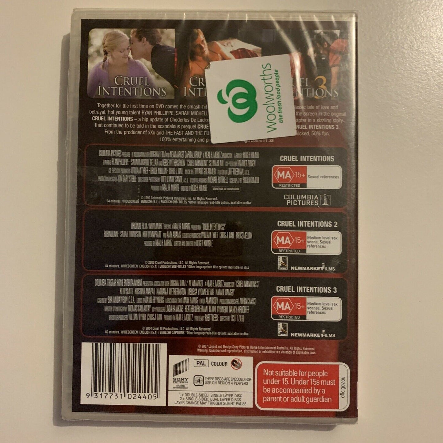 *New Sealed* Cruel Intentions Trilogy 1,2 & 3 (DVD, 2005, 3-Disc Set) Region 4