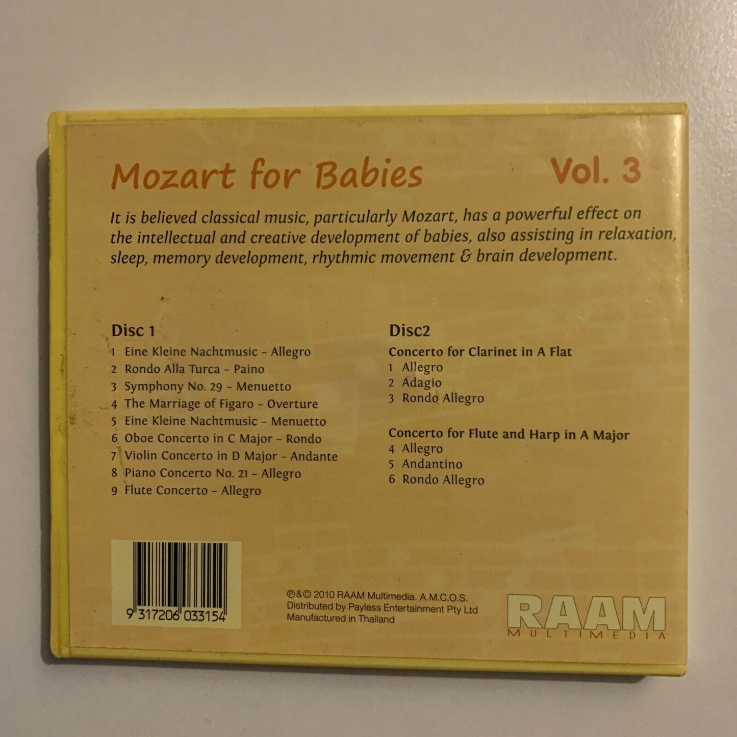 Mozart For Babies - Vol 1,2 & 3 (CD, 2010, 6-Disc)