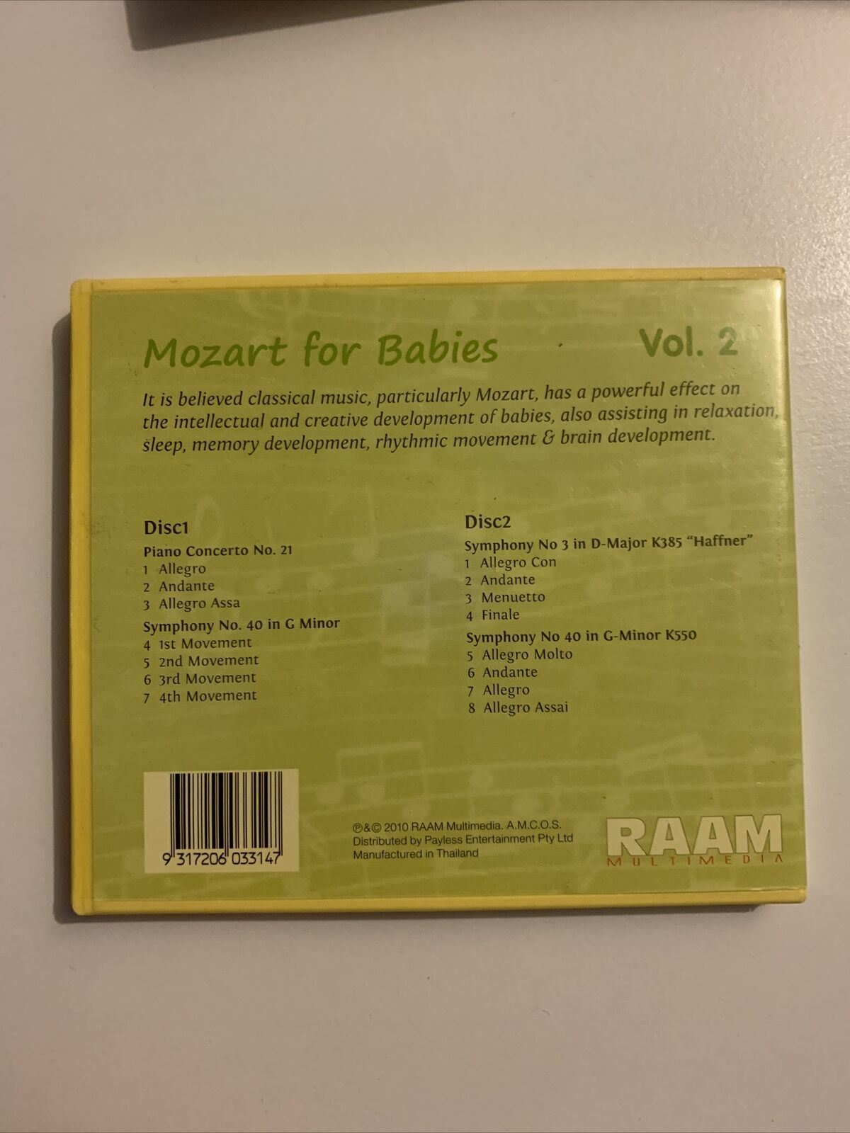 Mozart For Babies - Vol 1,2 & 3 (CD, 2010, 6-Disc)