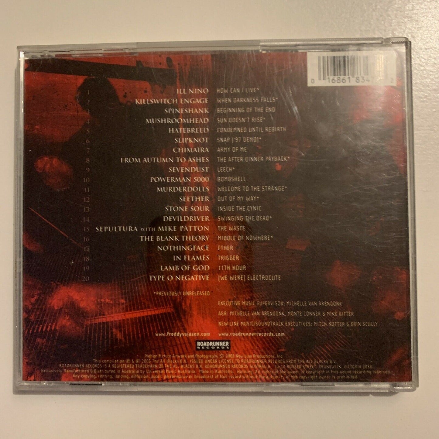 Freddy Vs. Jason Original Soundtrack (CD, 2003) Roadrunner Slipknot Type O RARE