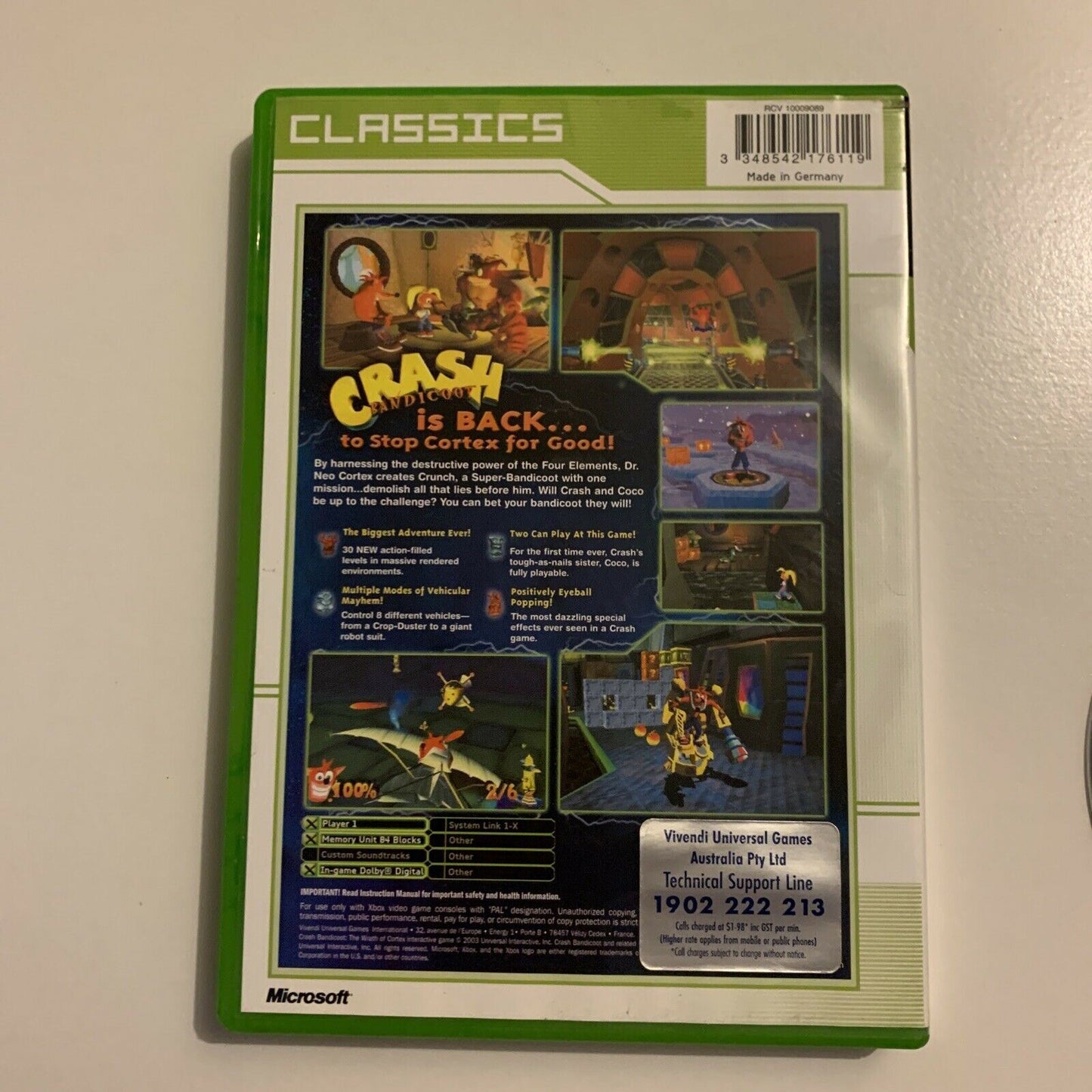 Crash Bandicoot: The Wrath of Cortex - Microsoft XBOX Original With Manual PAL