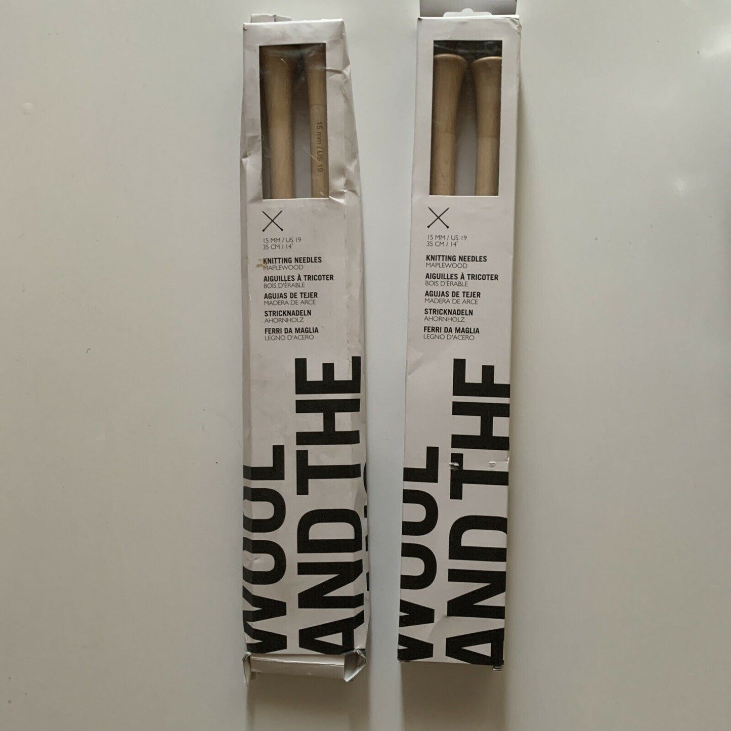 2x Pairs Wool And The Gang Knitting Needles Maplewood 15mm/ US19 & 35cm/14" Long