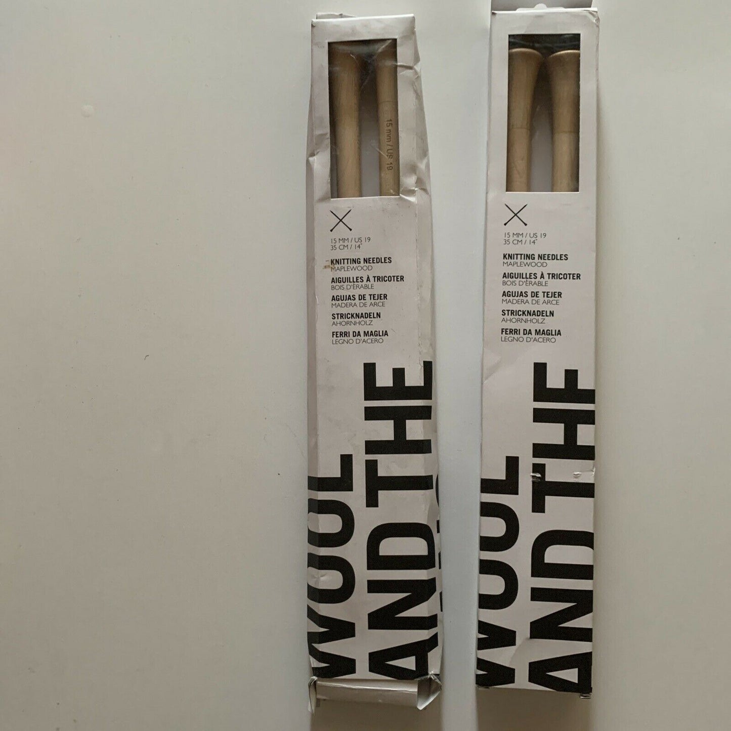 2x Pairs Wool And The Gang Knitting Needles Maplewood 15mm/ US19 & 35cm/14" Long