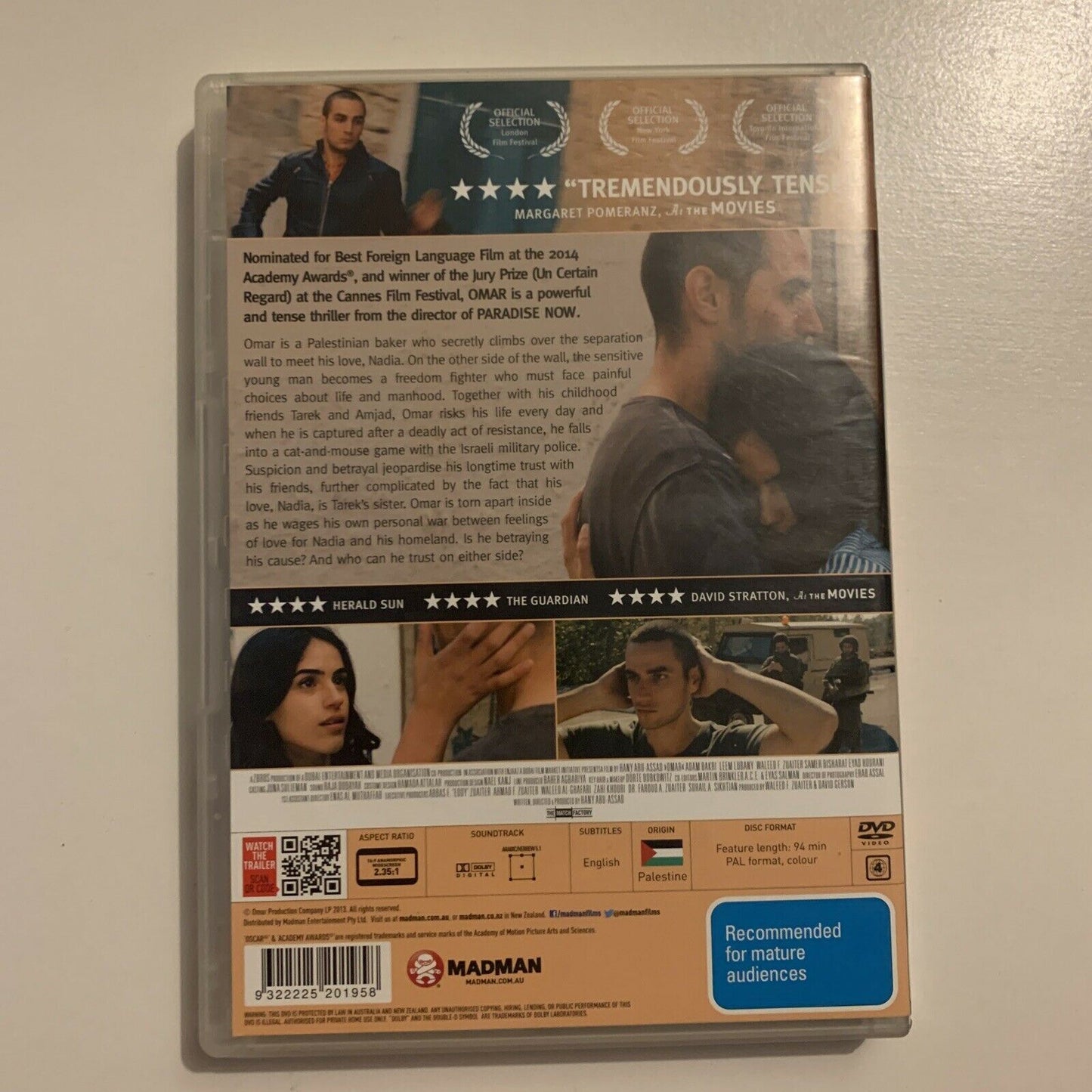 Omar (DVD, 2013) Hany Abu-Assad Palestinian Movie. Region 4