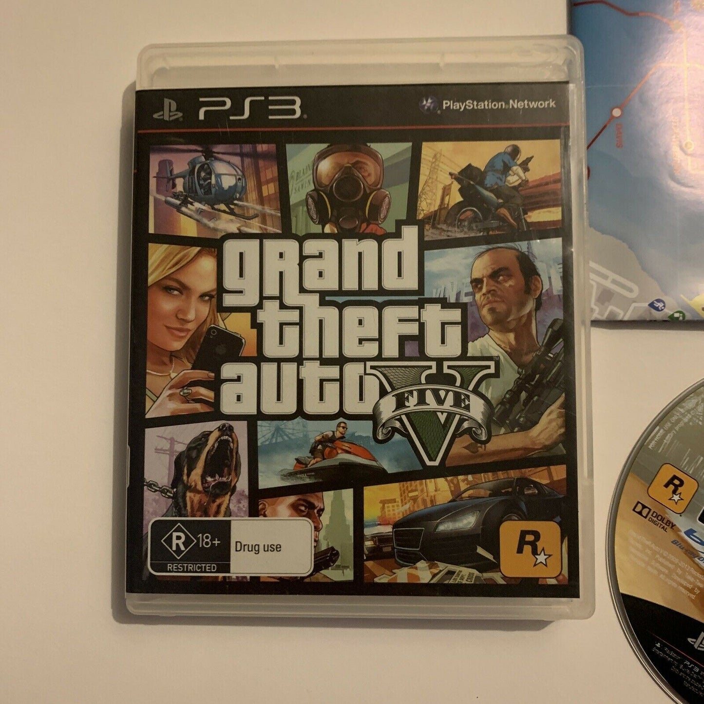 Grand Theft Auto V (PlayStation 3, 2013) With Manual + Map