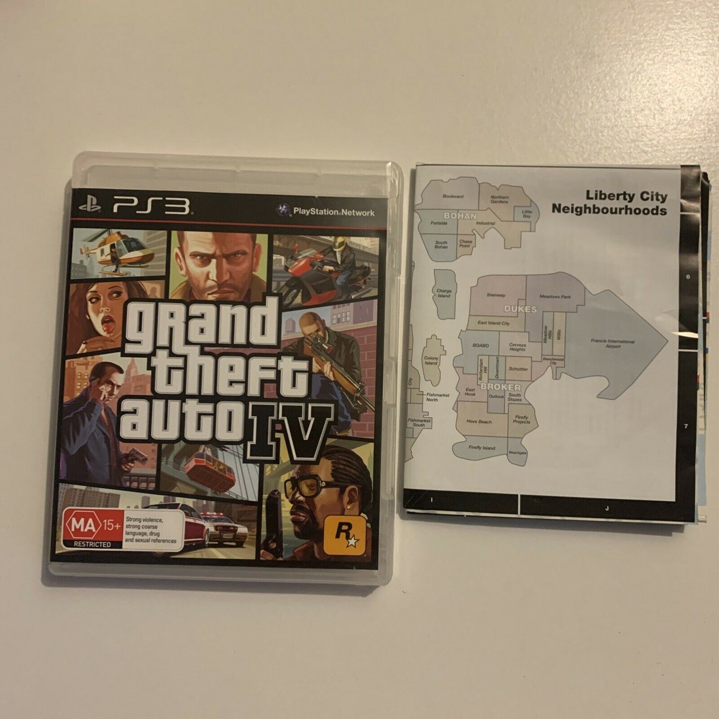 Grand Theft Auto IV (PlayStation 3, 2008) With Map