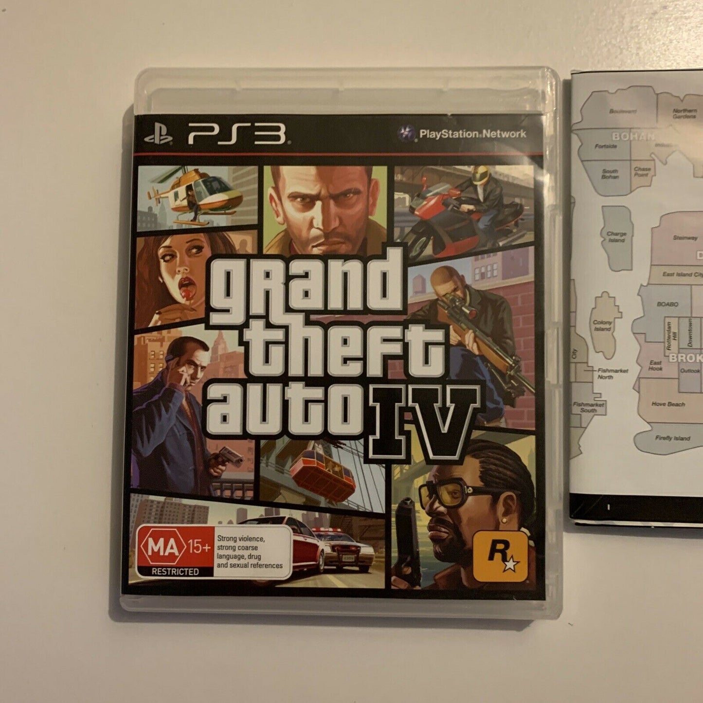 Grand Theft Auto IV (PlayStation 3, 2008) With Map