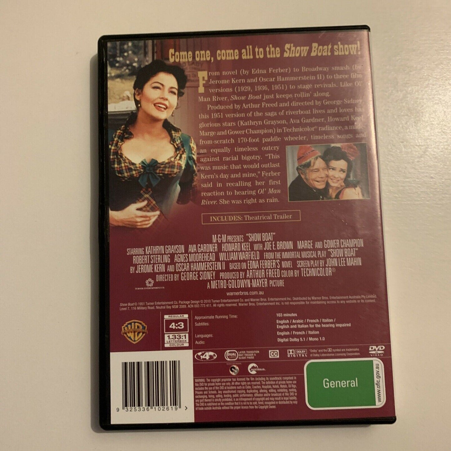 Show Boat (DVD, 1951) Ava Gardner, Howard Keel. Region 4&2