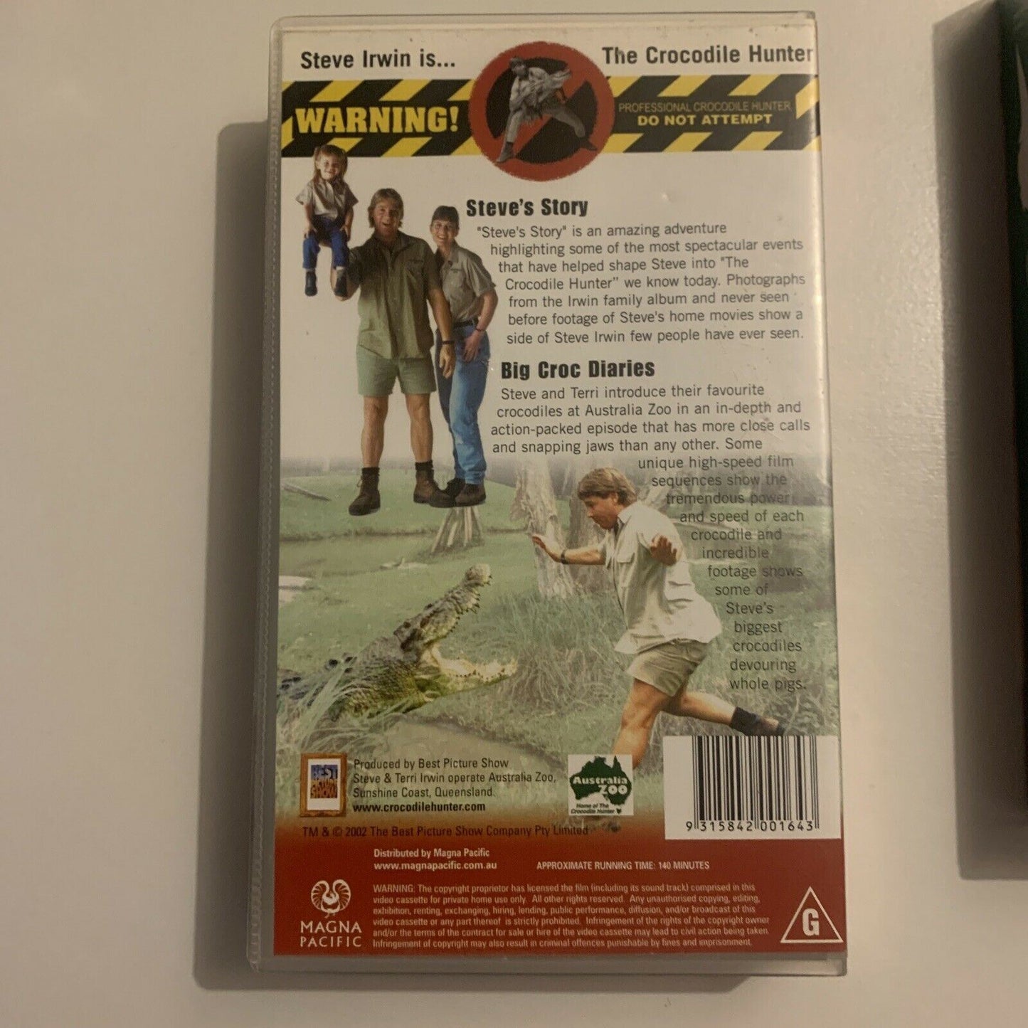 Steve Irwin: The Crocodile Hunter - Volume 1 & 2 (VHS, 2002, 2-Tape) PAL