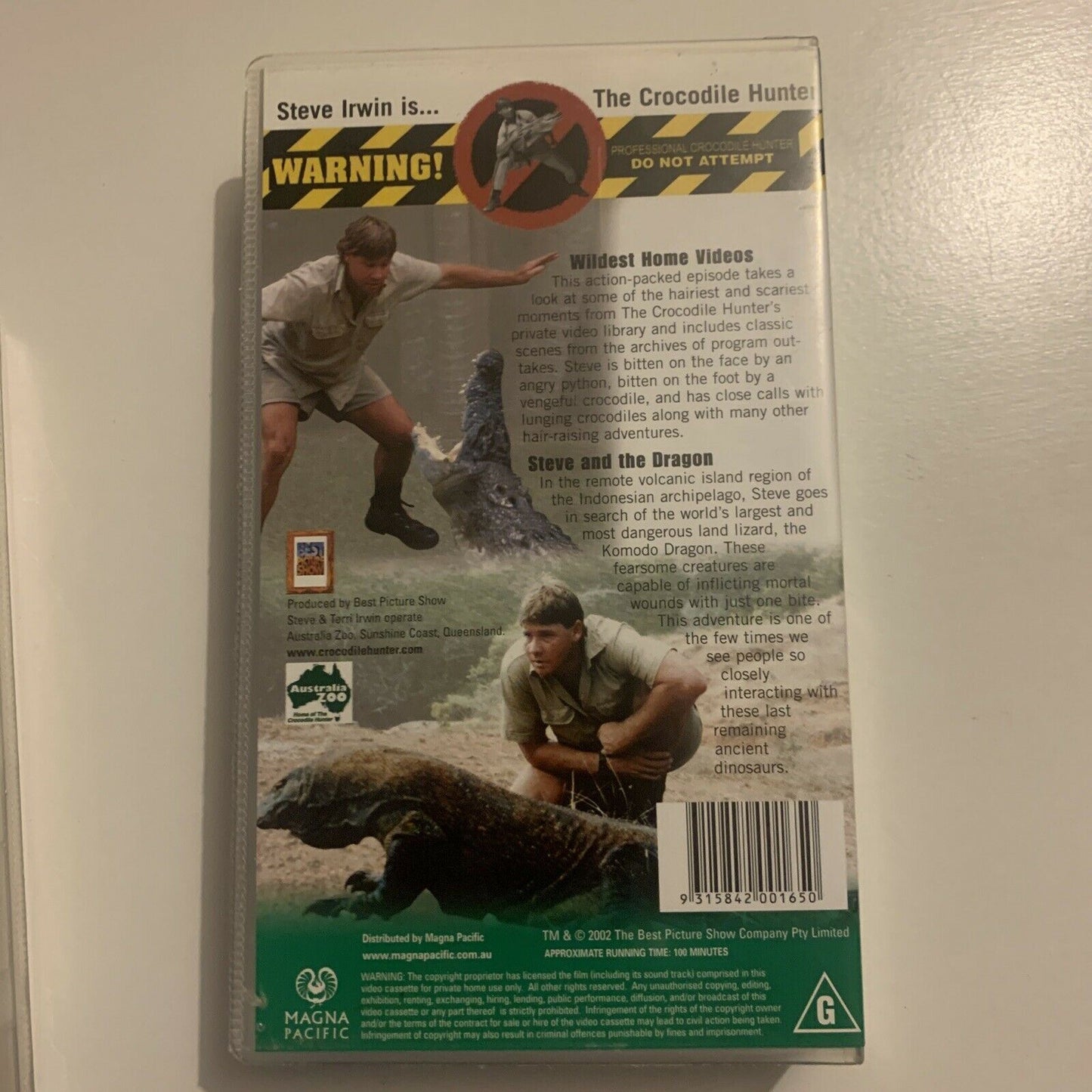 Steve Irwin: The Crocodile Hunter - Volume 1 & 2 (VHS, 2002, 2-Tape) PAL