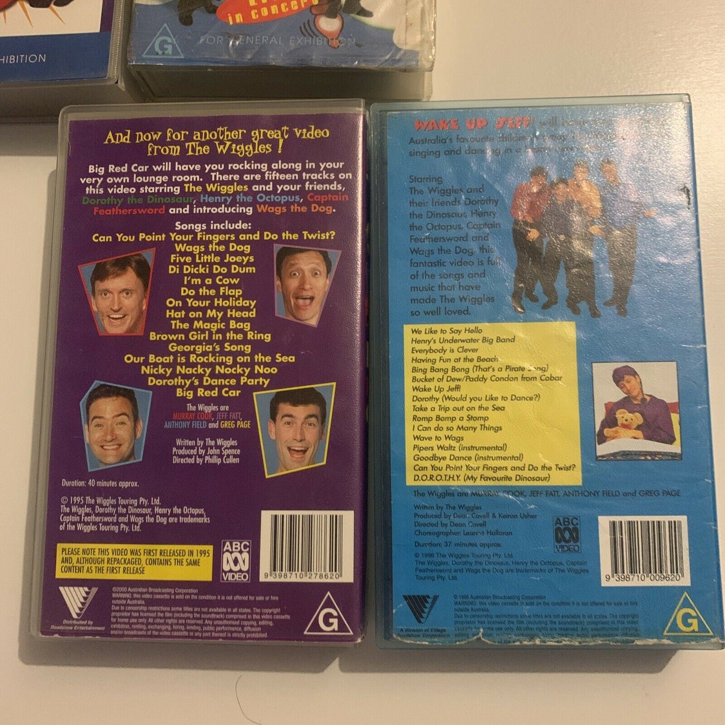 4x The Wiggles VHS PAL: Toot Toot! / Wiggledance! / Big Red Car / Wake Up Jeff!