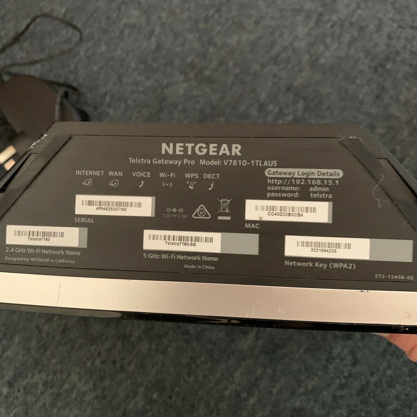 Telstra Gateway Pro Netgear V7610-1TLAUS WiFi Modem Router