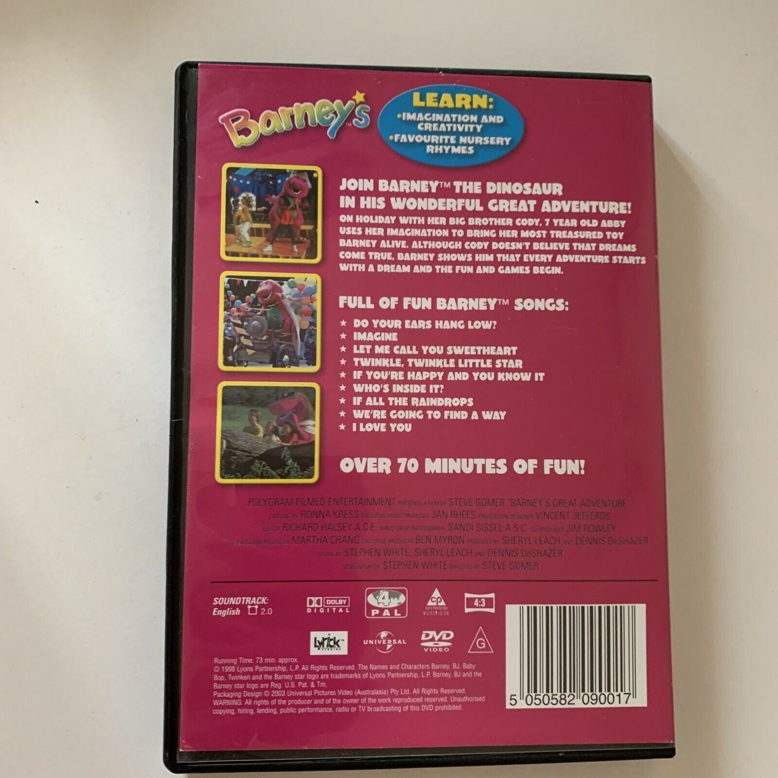 Barney's Great Adventure (DVD, 1998) Region 4&2 – Retro Unit