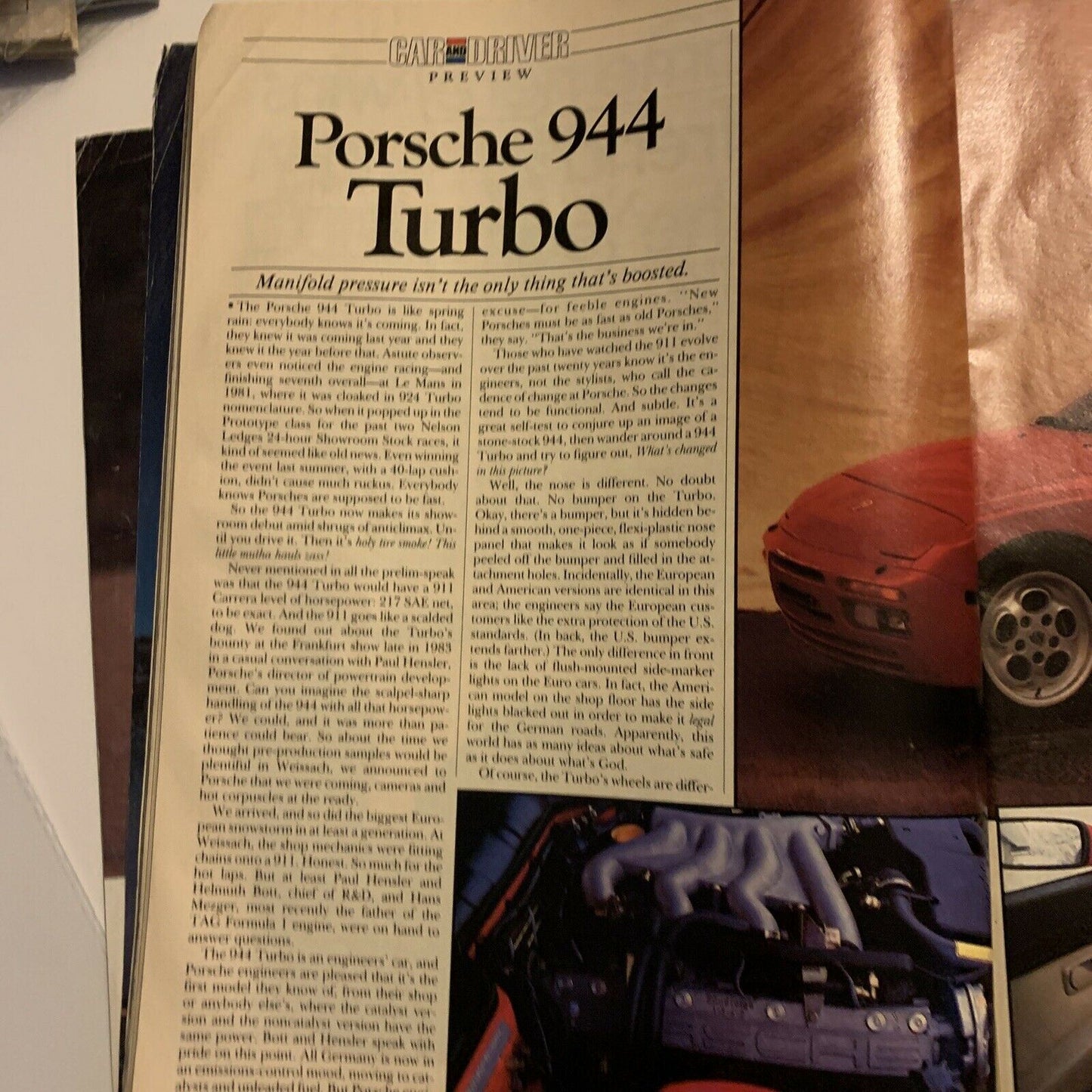 Car And Driver Magazine - April 1985 - Porsche 944 Turbo