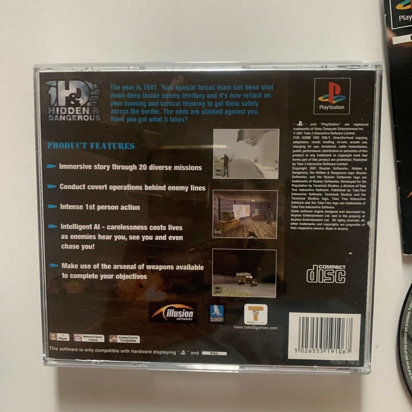 Hidden & Dangerous - Playstation 1 PS1  With Manual  PAL