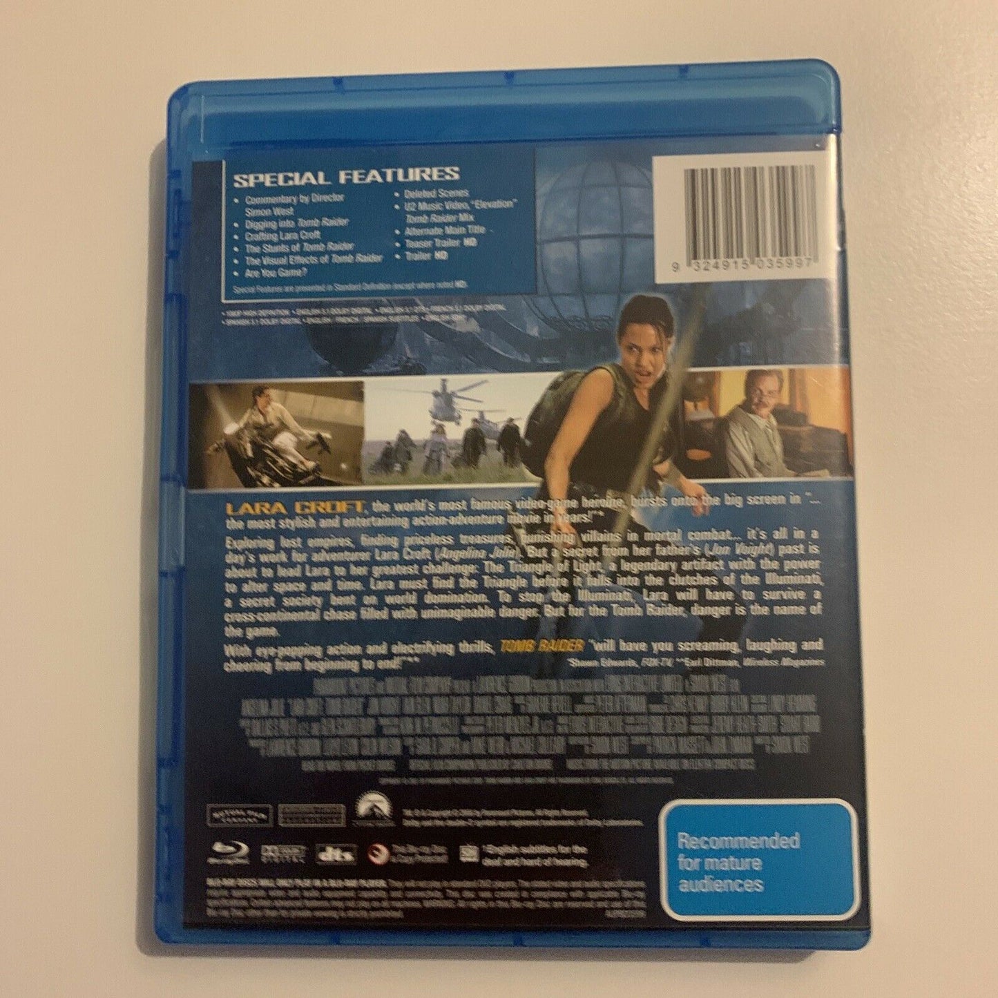 Lara Croft Tomb Raider (Bluray, 2001) Angelina Jolie. Region B