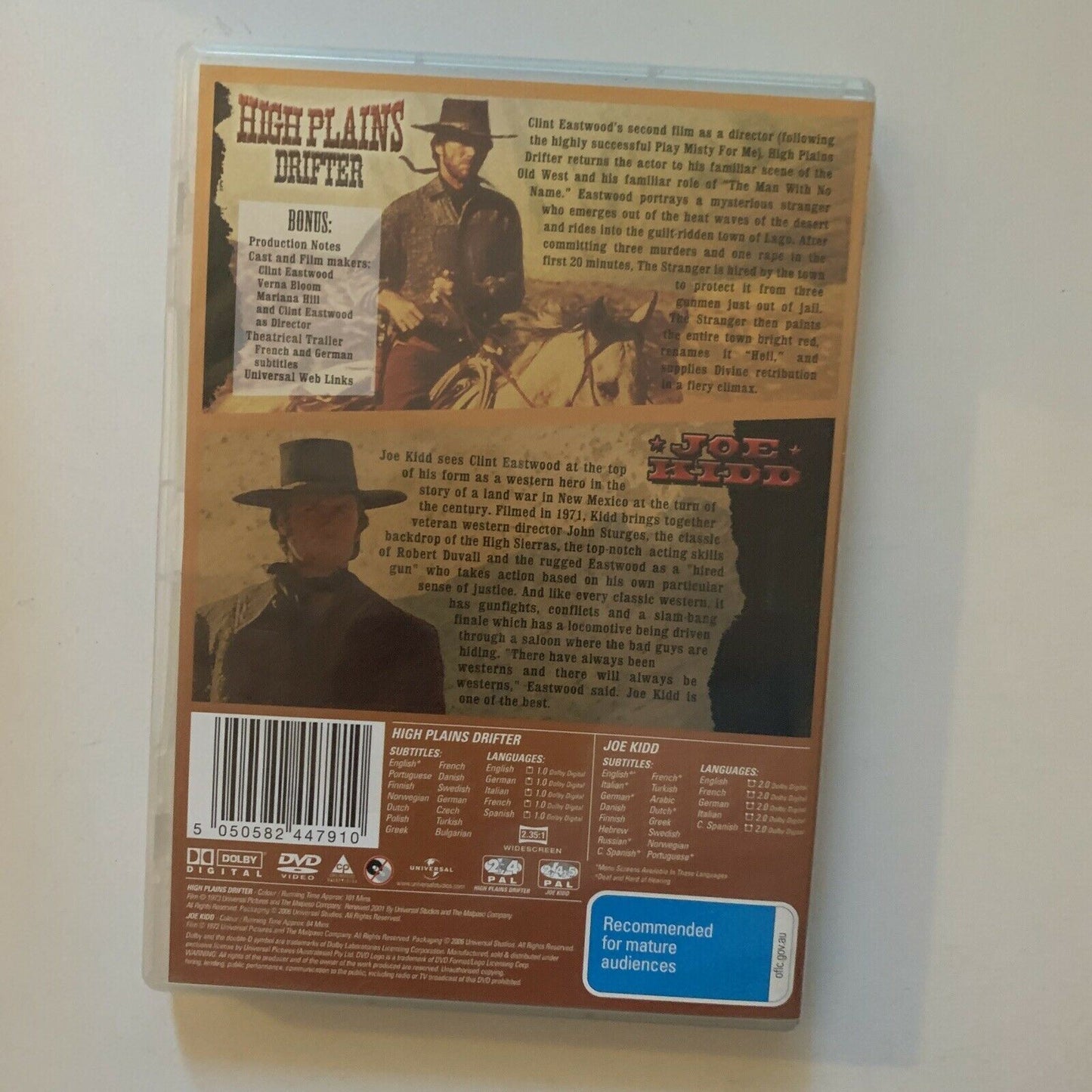 Clint Eastwood: High Plains Drifter / Joe Kidd (DVD, 1973, 2-Disc) Region 4&2