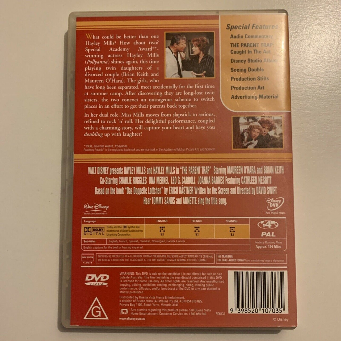 The Parent Trap (DVD, 1960) Hayley Mills. Region 4&2