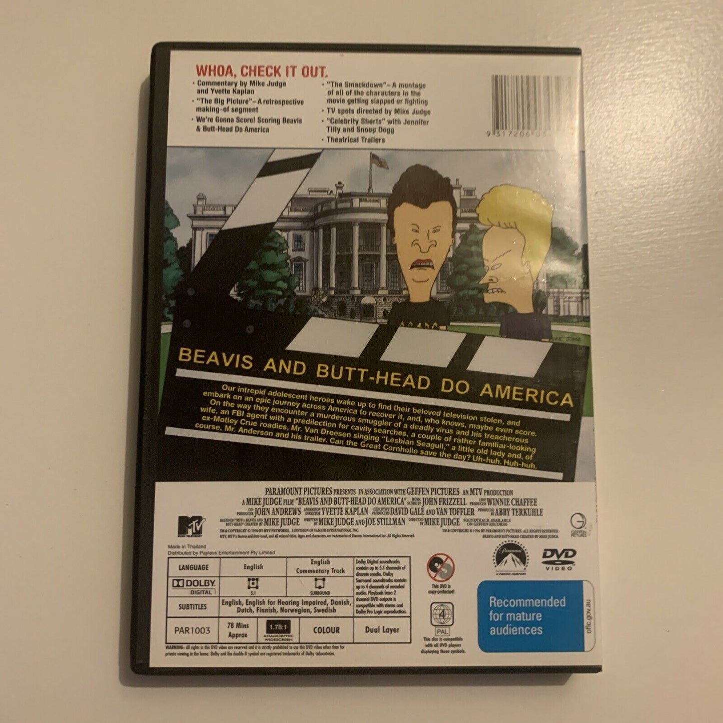 Beavis And Butthead Do America (DVD, 1996) Region 4