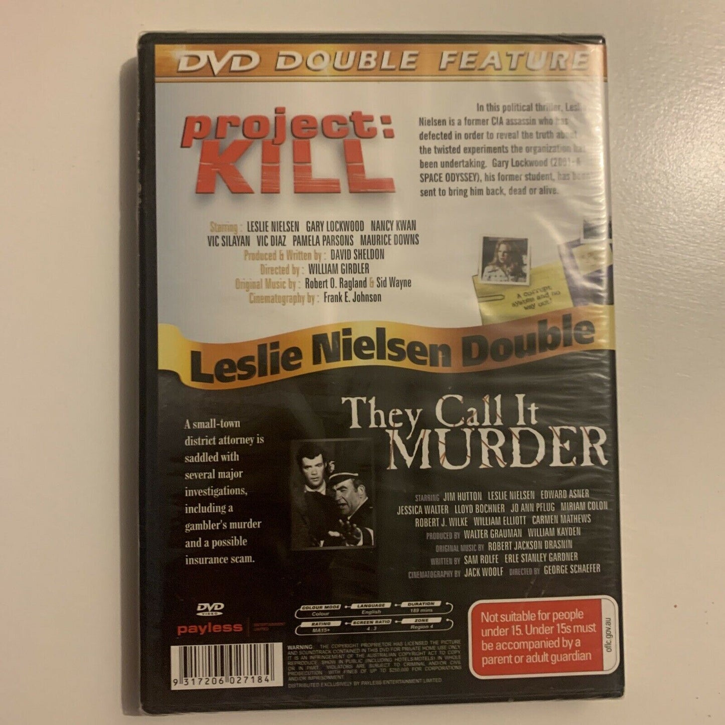 *New Sealed* Leslie Nielsen: Project: Kill / They Call It Murder (DVD)