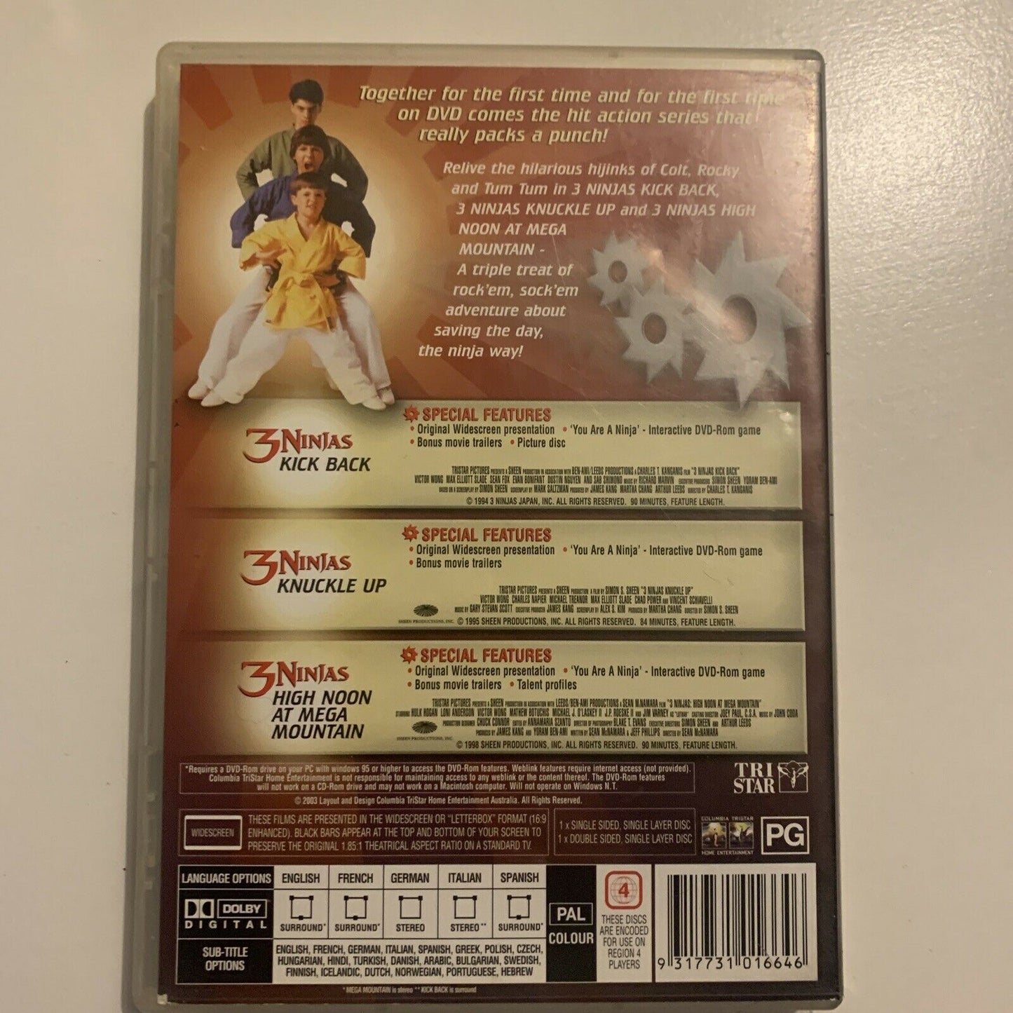 3 Ninjas Triple Pack (DVD, 2003, 2-Disc Set) Region 4
