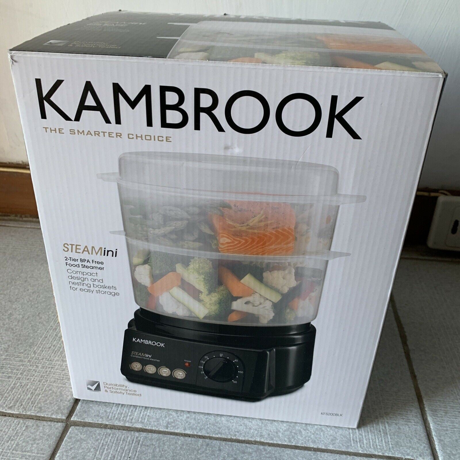 *New* Kambrook 700W STEAMini Compact Food Steamer Black KFS200BLK BPA Retro Unit