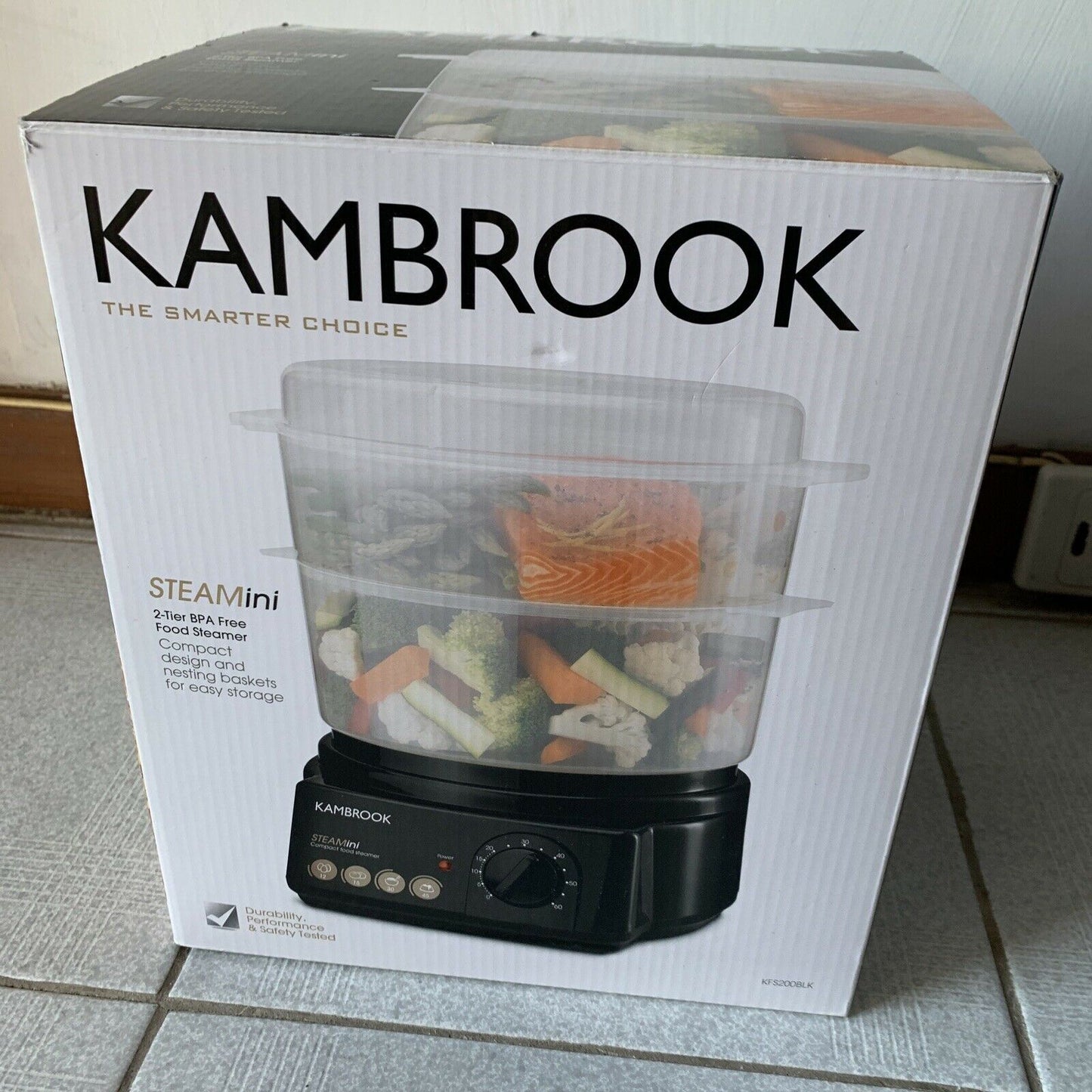 *New* Kambrook 700W STEAMini Compact Food Steamer Black KFS200BLK BPA Free