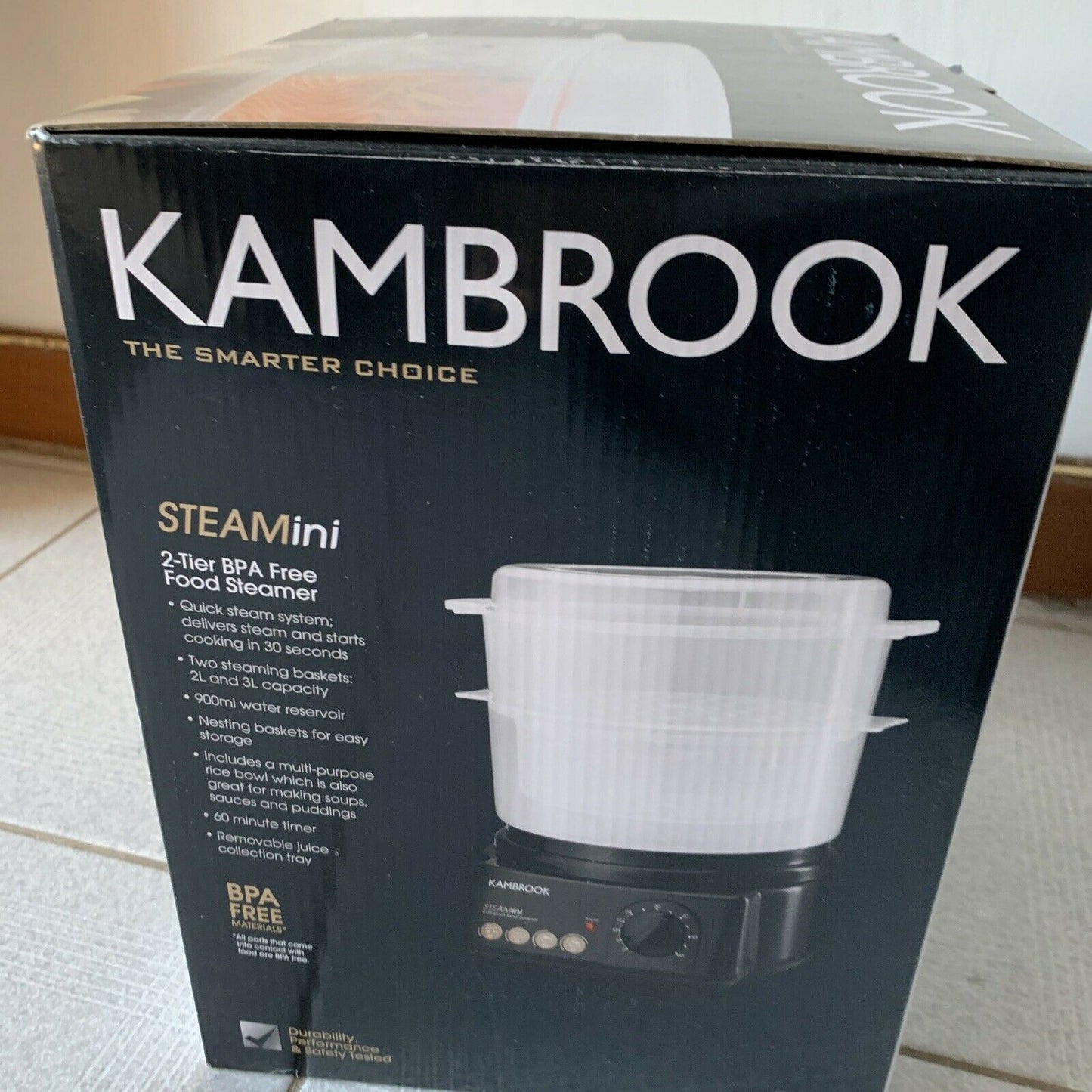 *New* Kambrook 700W STEAMini Compact Food Steamer Black KFS200BLK BPA Free