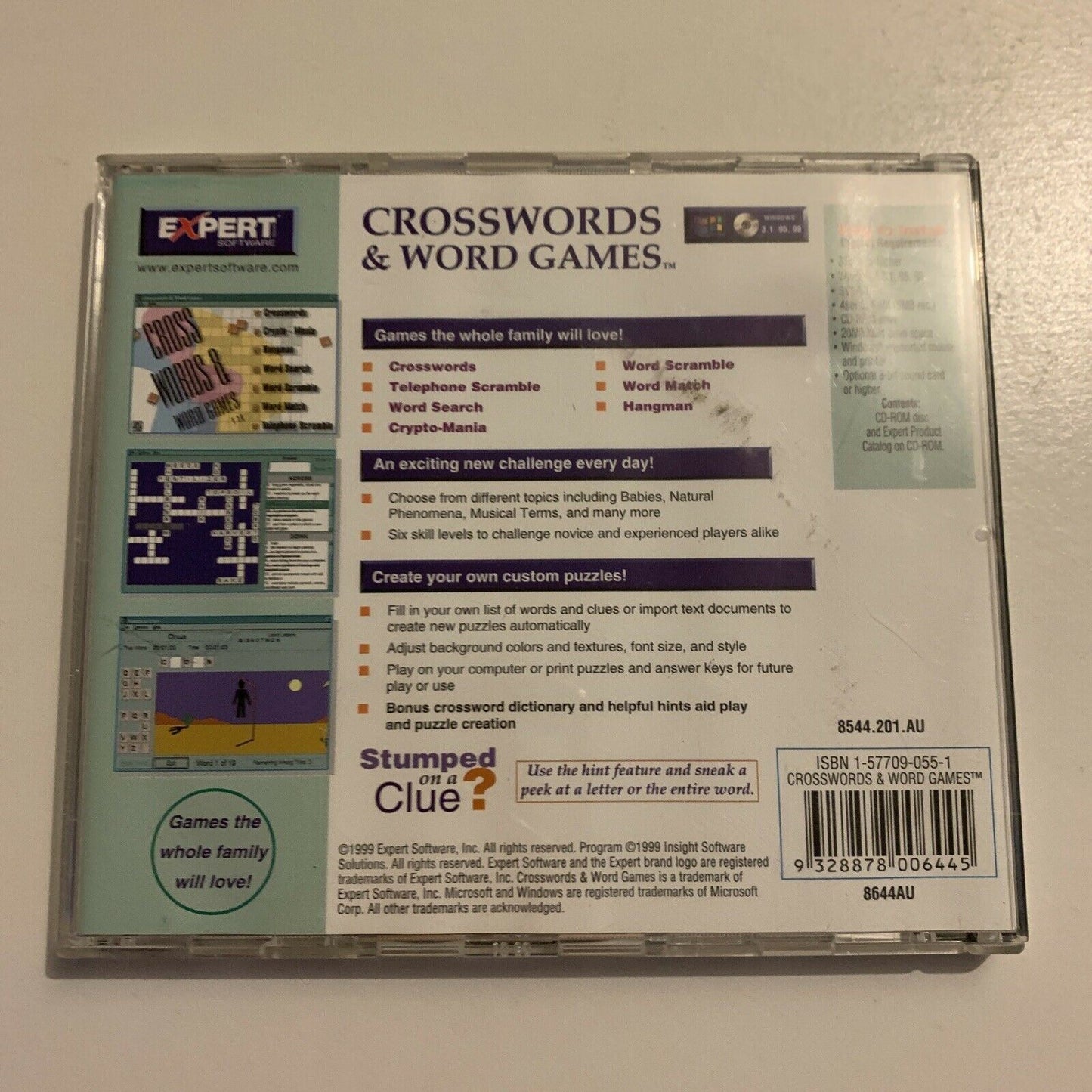 Crosswords & Word Games PC CDROM 1999 Expert Software Windows 95