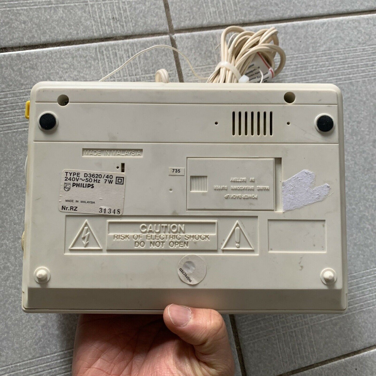 Vintage Philips D-3620 Clock FM/AM Radio