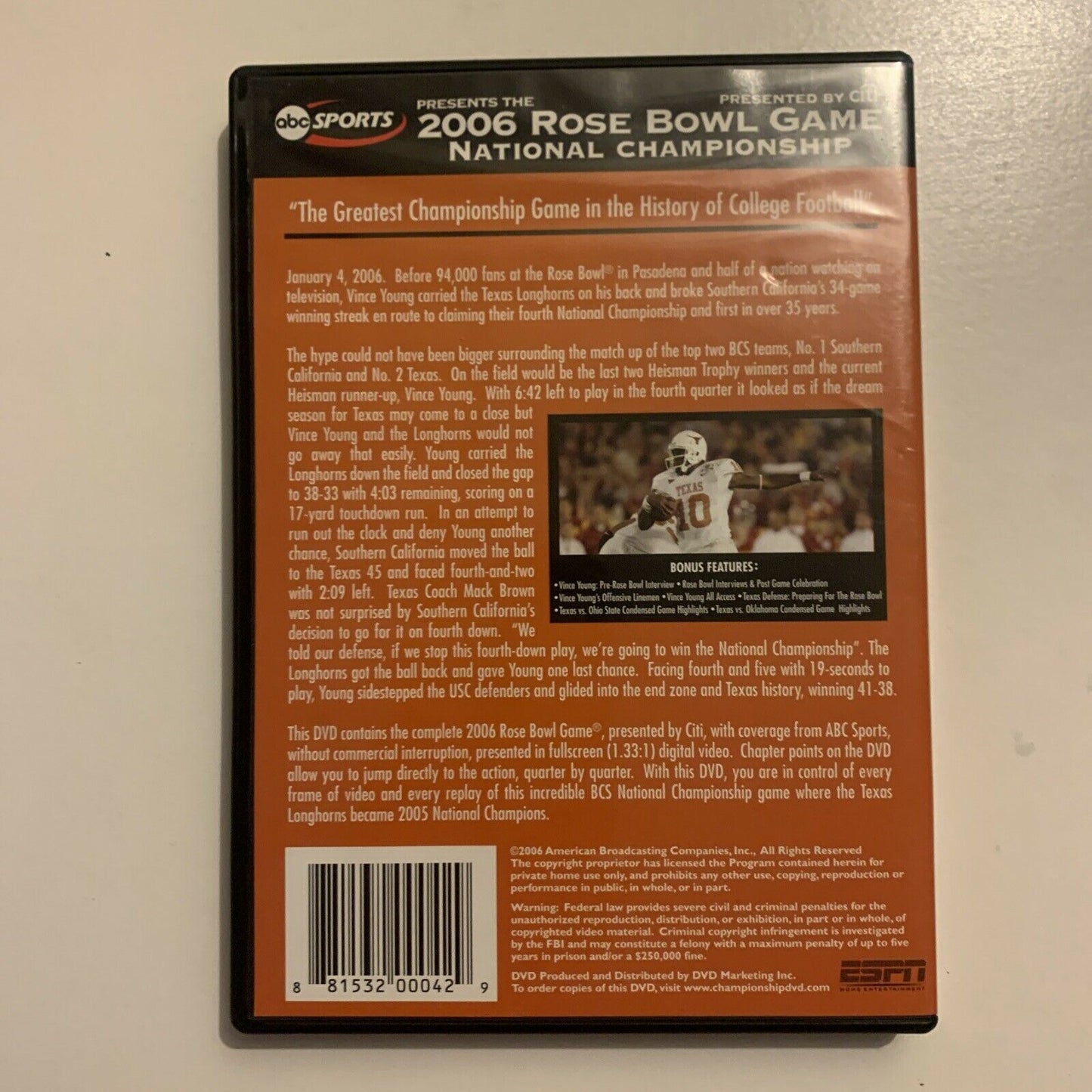 ABC Sports: 2006 Rose Bowl Game National Championship DVD All Regions